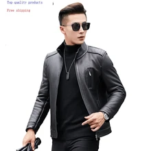 Мужская куртка из овчины, куртка из натуральной кожи с натуральным мехом, Мужская короткая куртка из натуральной шерсти Deri mon Erkek 1770 KJ1511