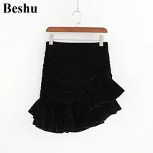 Za, сексуальная юбка русалки, велюровые асимметричные юбки, женские вечерние юбки, стильная юбка мини