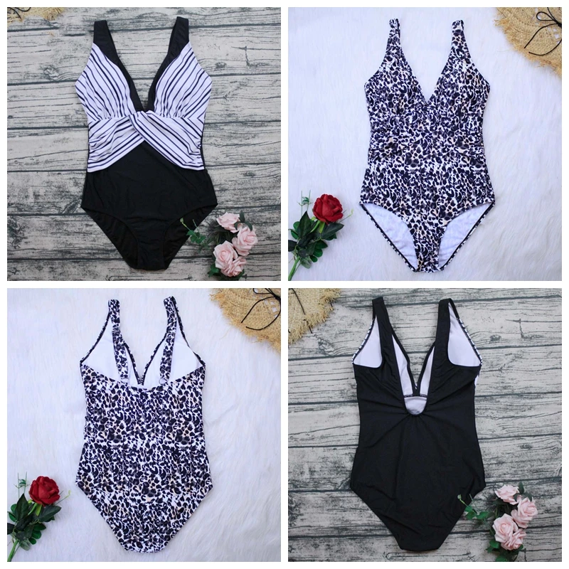 2020 сексуальный черный цельный купальник винтажный большого размера Женский