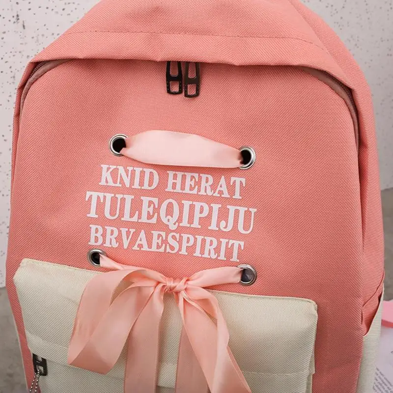 Рюкзак женский парусиновый 4 шт./компл. женский рюкзак для девочек-подростков рюкзак, сумка через плечо лента бант школьные сумки для студентов