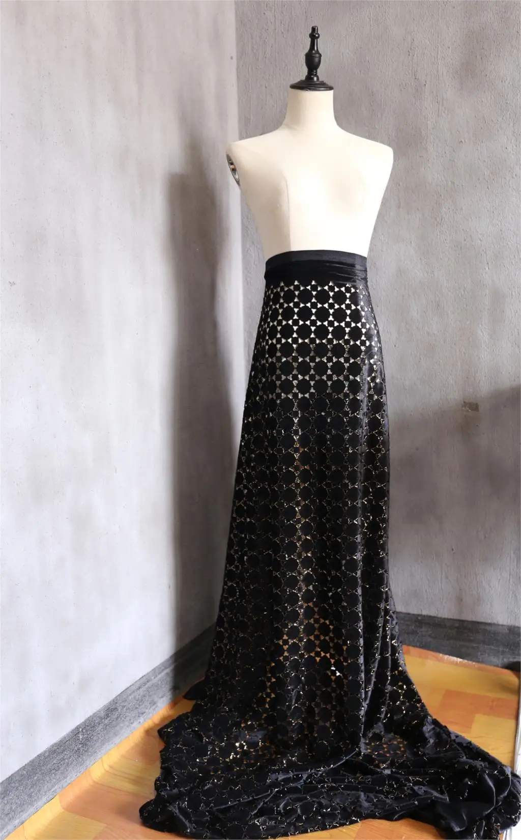 Черная эластичная бархатная позолоченная ткань модное платье cheongsam юбка | Дом и