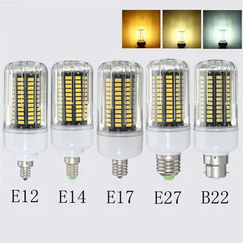 

15W LED Bulb E27 E14 E12 E17 B22 130 SMD 5736 LED Pure White Warm White Cover Corn Bulb AC85-265V