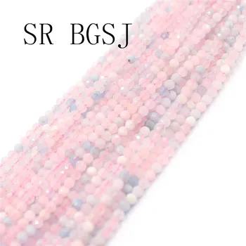 

Free Shipping 3mm Faceted Morgan Stone Pink Gems Stone Spacer Bail Round Beads Strand 15"