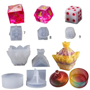 

Hot Diy Crystal Epoxy Mold Dice Fillet Pyramid Cylinder Jewelry Silicone Mould