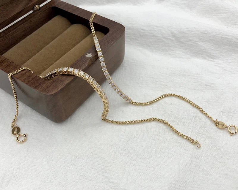 LUOWEND 100%18K Au750 Solid Yellow Gold Bracelet Luxury Real Natural Diamond Bracelet for Women Anniversary Jewelry Customize