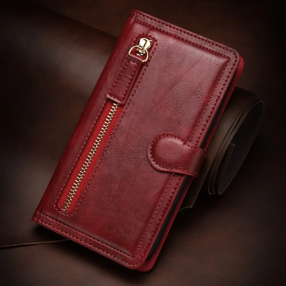 Red Wine Eqvvol Чехол-книжка в стиле ретро из искусственной кожи для iPhone 11 Pro MAX X XS XR 7 8 6 6s Plus, чехол-кошелек с отделением для кредитных карт, противоударный чехол - Цвет: Red Wine