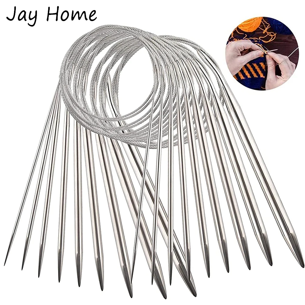 

11PCS Circular Knitting Needles 80cm Stainless Steel Circular Needles Crochet Hook Sets 1.5-5MM Needles for Knitting Project