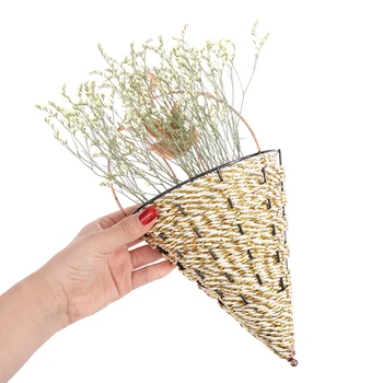 

Natural Wicker Flower Basket Wall Hanging Pot Planter Rattan Vase Basket Decor Props Pendants Ornaments