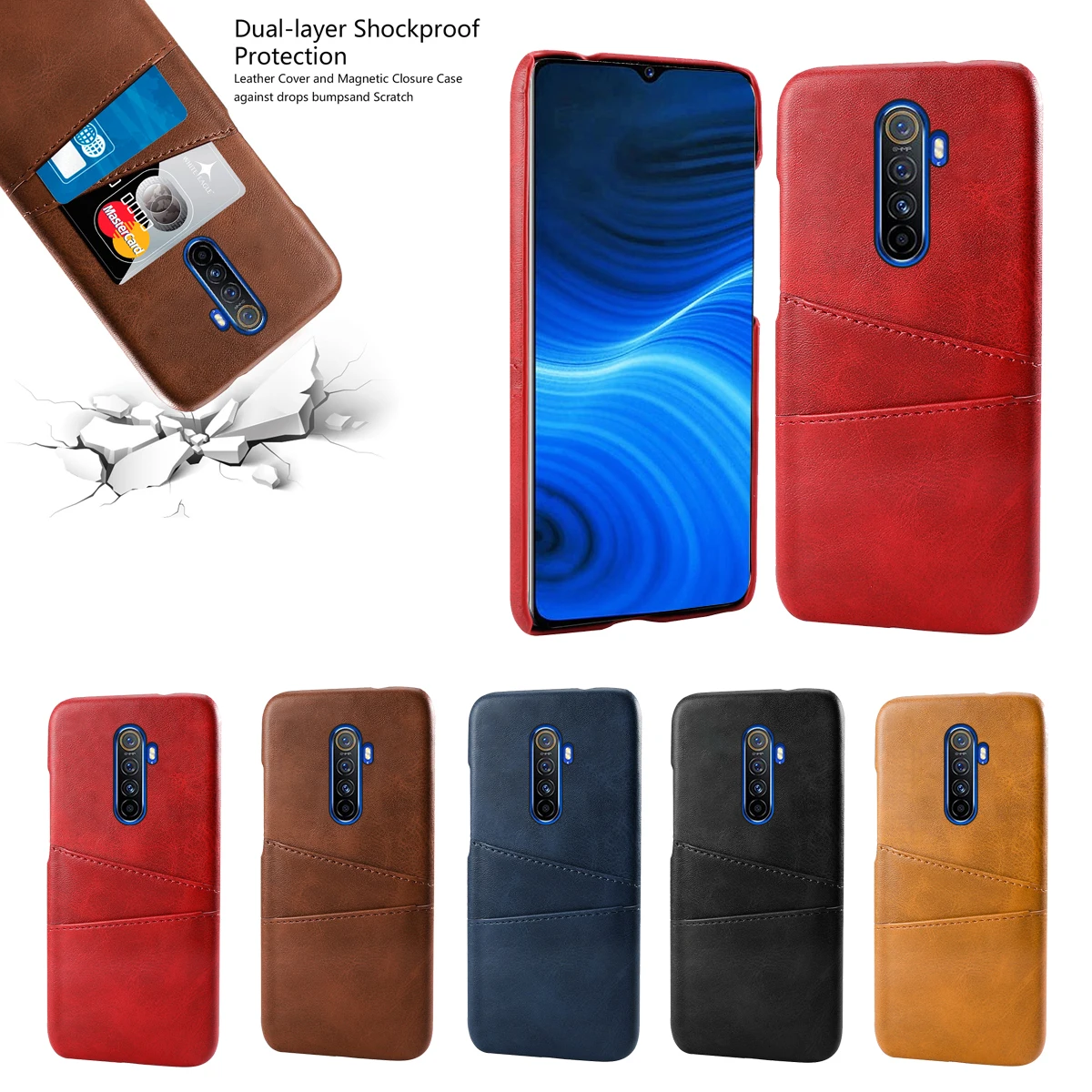 Чехол в стиле ретро для Oppo Realme X2 Pro, чехол из искусственной кожи, защитный чехол из поликарбоната для Realme X2 Pro, слоты для карт, чехол от царапин