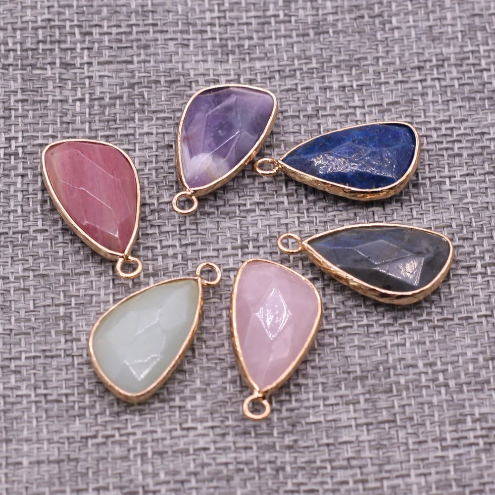

2Pcs Natural Stone Pendant Section Drop Shaped Semi-precious For Jewelry Making DIY Necklace Bracelet Earrings Accessory