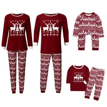 

Christmas Parent-child Clothes Set 2020 New Year's Red Merry Christmas Pyjamas Family Matching Adult Women Kid Sleepwear Pajamas