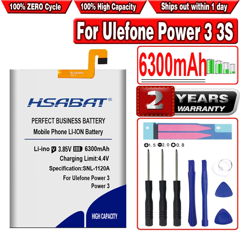 Аккумулятор HSABAT 6300 мАч 15000 для Ulefone Power 3 3S / 5 2 II Power|Аккумуляторы мобильных