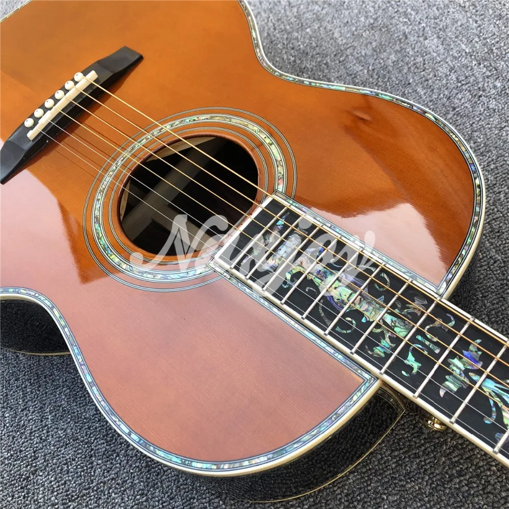 На заказ 39 дюймов ooo стиль Акустическая гитара, настоящий Абалон Ebony гриф Electirc Guitarra акустическая