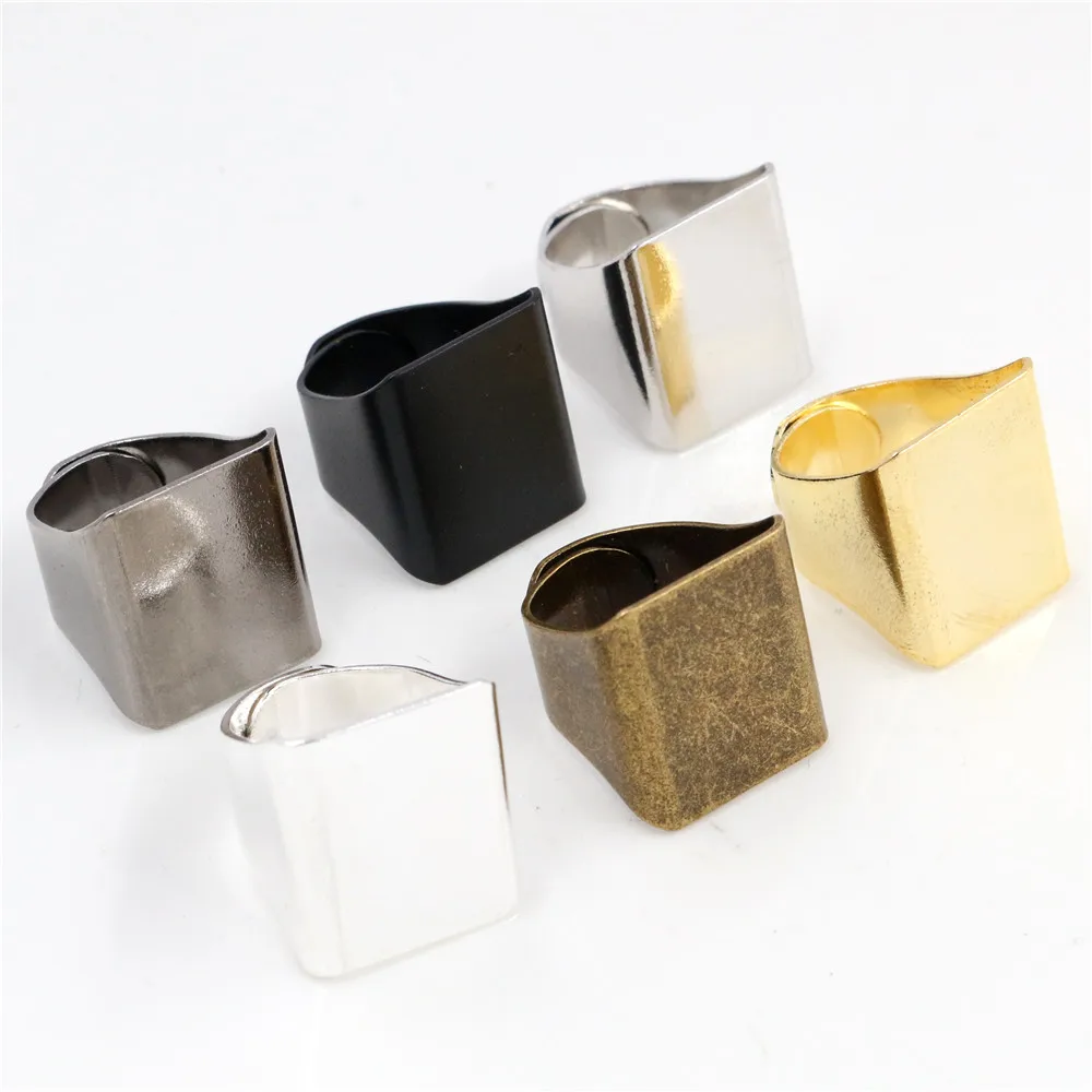

20mm 5pcs Classic 6 Colors Plated Brass Square Adjustable Ring Settings Blank/Base,Fit 20mm Glass Cabochons,Buttons;Ring Bezels