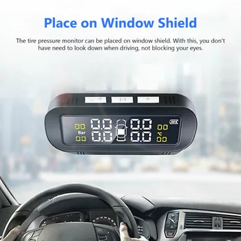 

USB+Solar Wireless Car TPMS LCD Tire Pressure Monitor System W/4 External Sensor High Quality Material