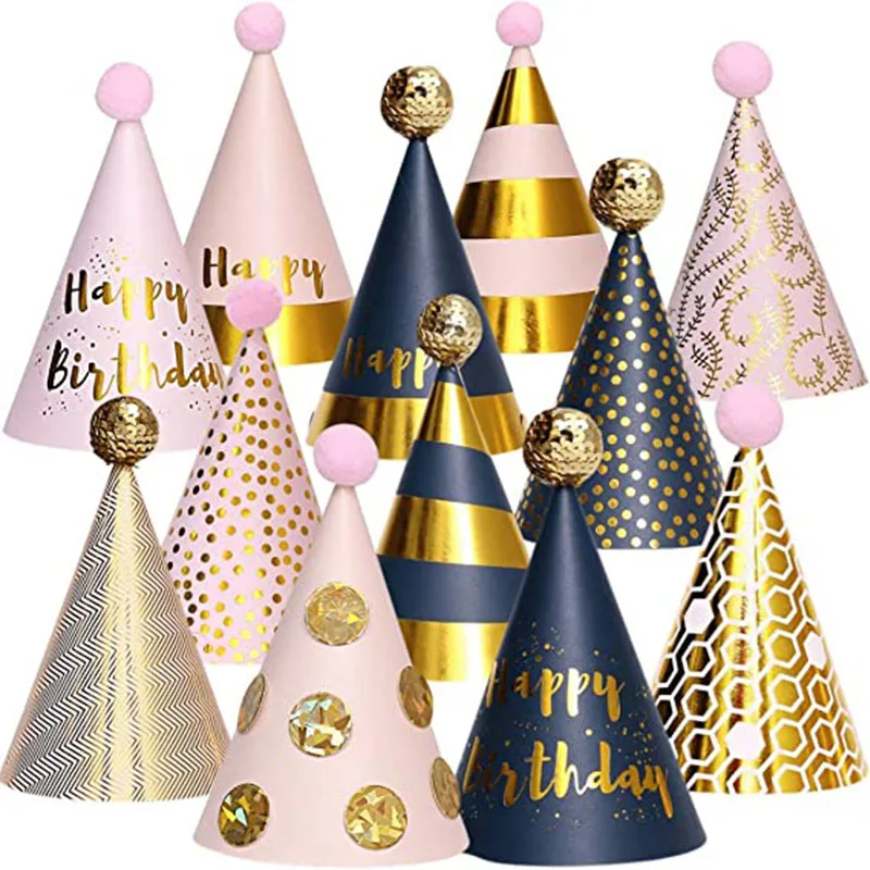 12 Pieces Black Gold Birthday Party 