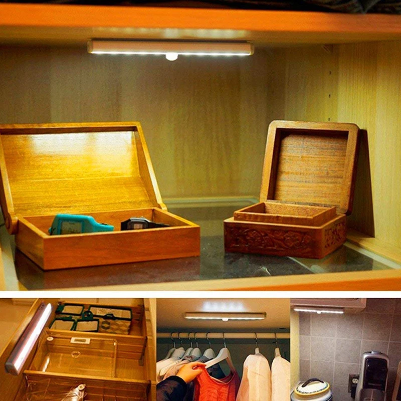 Under Cabinet Lighting, Closet Light 20 Leds 3 Packs, Wireless Rechargeable Cabinet Lights, Magnetic Under Counter Lighting,Sens