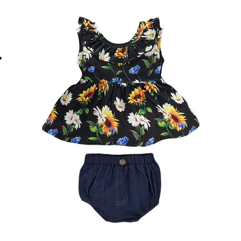 

Infant Kids Baby Girls Clothes Sets Flower Print Sleeveless Vest Tops Shorts 2pcs Summer Casual New 3-24M