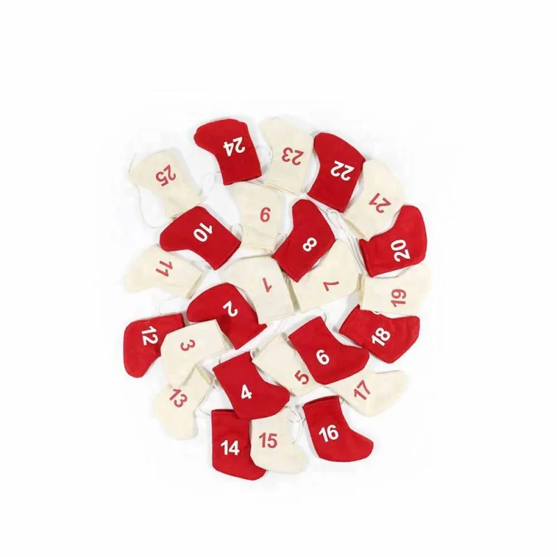 24pcs navidad 24pcs/set Christmas Pendant Socks Countdown Christmas Stockings Gift Bag Decoration Party Supplies New Year Decor - Цвет: 24pcs