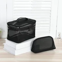 

Mesh Men's Toiletry Bag Extra Thick Nylon Big/small Travel Cosmetic Bag Fashion Makeup Pouch Zipper Box Purse