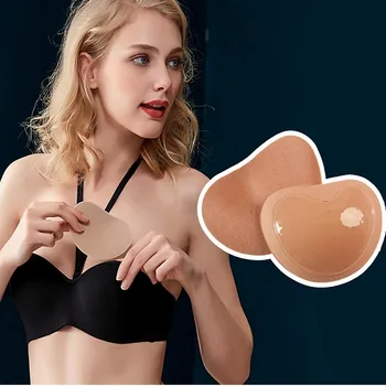 

1Pair Woman Breast Heart shaped Bra Pad thickening Chest Paste Silicone Lined Breast pad Sponge Invisible Chest Pad Accessories