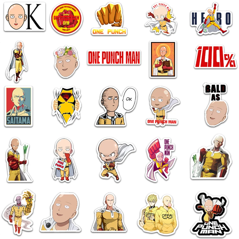 50 шт. наклейки в стиле аниме One Punch Man для декора стен холодильника мотоцикла