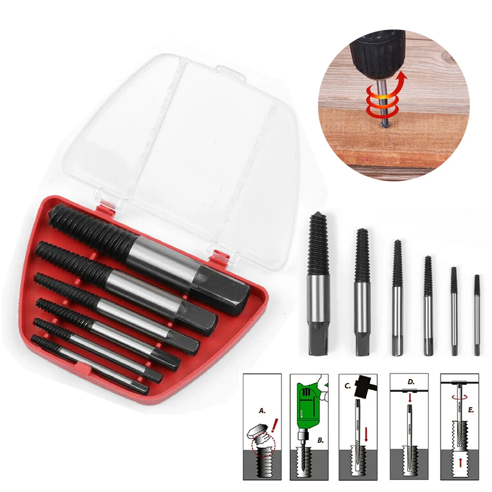

5/6pcs Screw Extractors Damaged Broken Screws Removal Tool Used in Removing the Damaged Bolts Drill Bits Tools Damage Remover