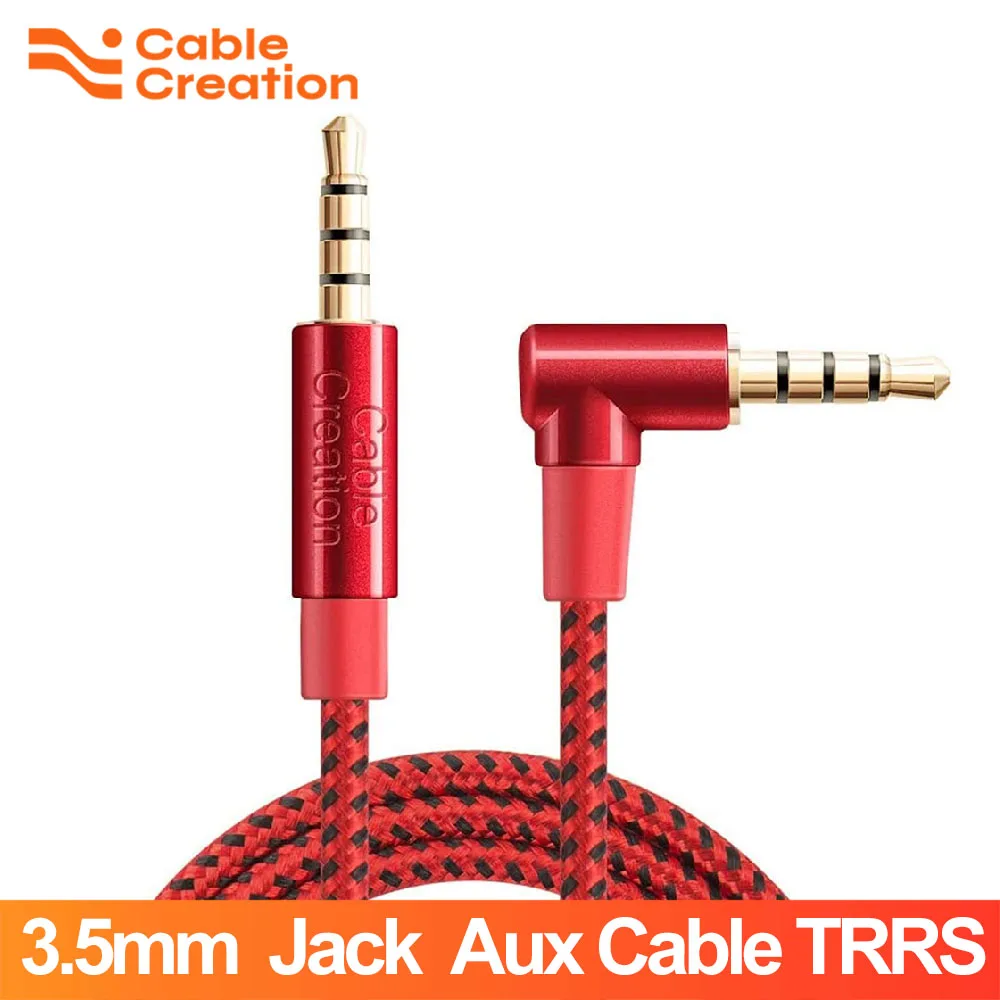 

CableCreation 3.5mm jack Aux Cable Audio TRRS Male to Male Right Angle HiFi Stereo Cable Support Listening & Microphone Car