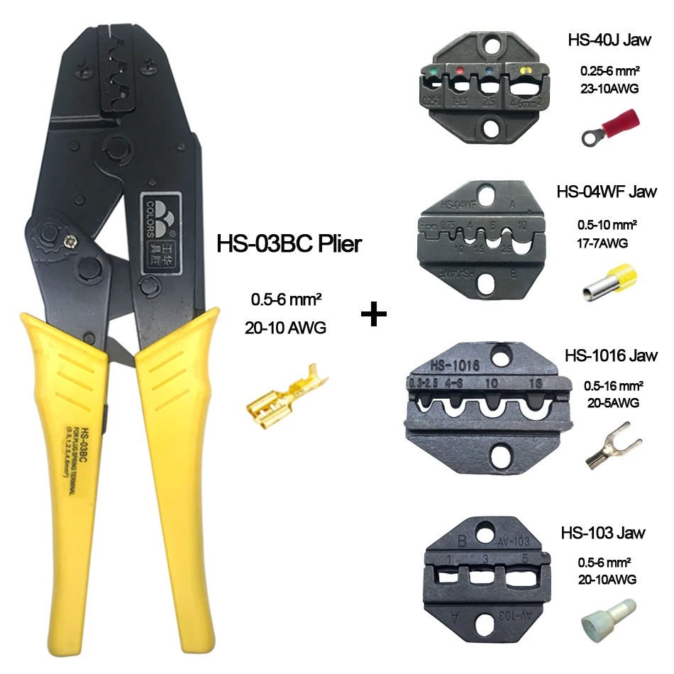 

crimping tool pliers for plug 4.8 6.3 terminal tube/insulation/Non-insulated terminals alicate crimper hand tools crimp jaws set