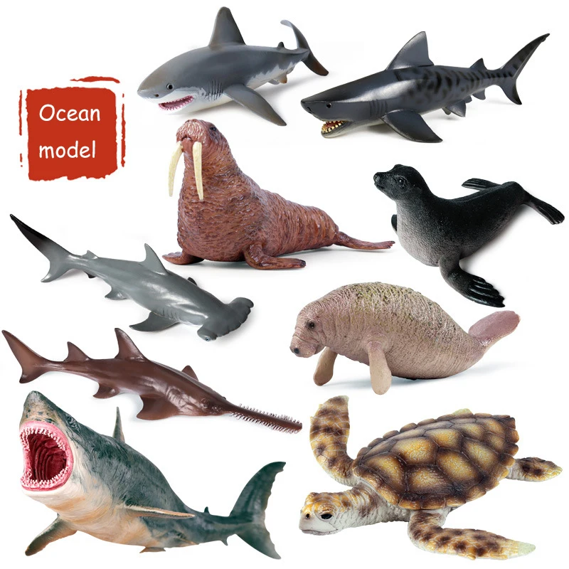 

Large simulation underwater world great white shark giant tooth shark marine life model children's toys