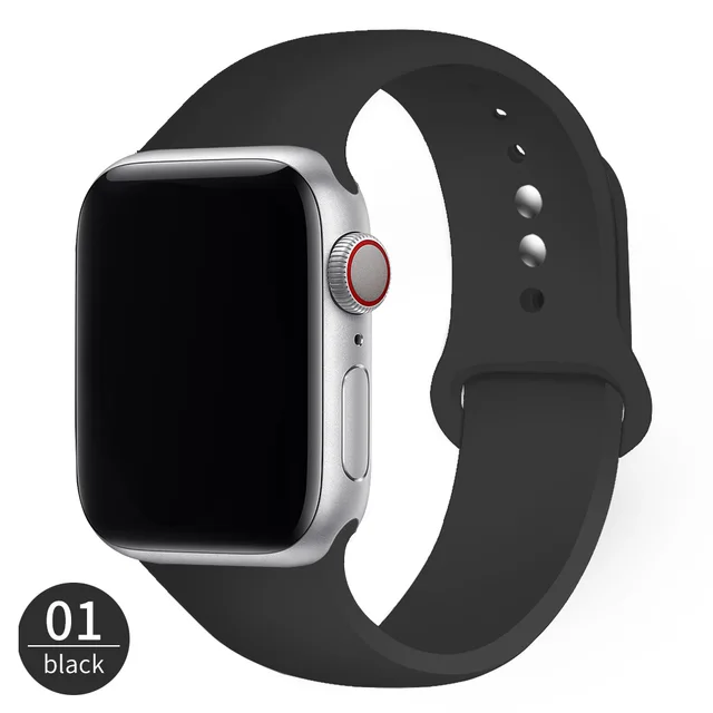 Silicone Strap For Apple Watch Band 42mm 45mm 38mm 44mm 40mm Smartwatch Rubber Sports Watchband Bracelet iWatch series 7 6se 5 4 black