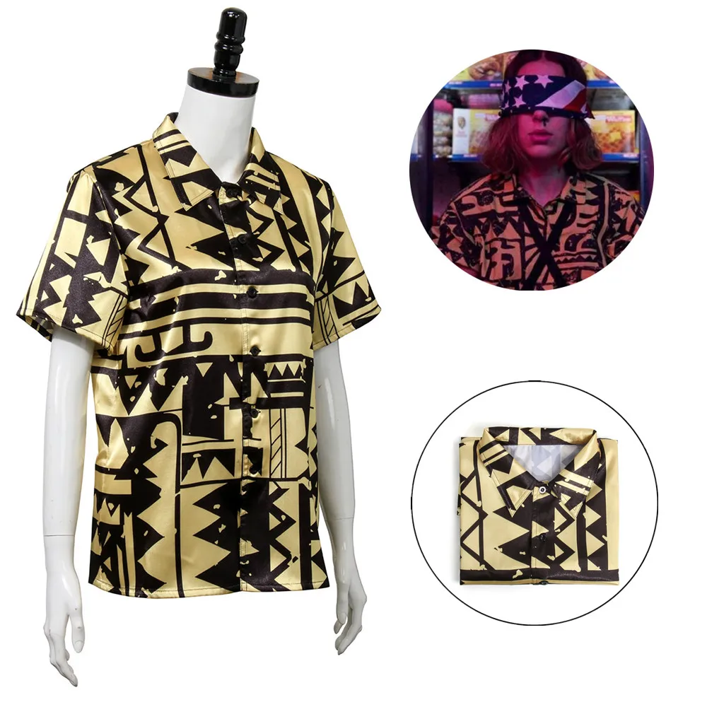 

For Stranger Things 3 Eleven Cosplay Shirt EL Short Sleeve Battle Look Costume Women Girls Halloween Carnival Party Props