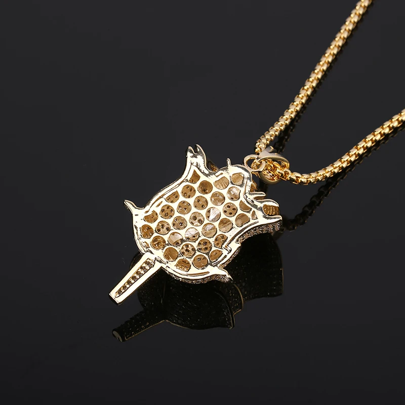 Новые идеи Золотая Роза цветок ожерелье с лепестками Iced Out кубическое из циркона