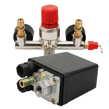 

Heavy Duty Air Compressor Pump Pressure Control Switch + Regulator Valve Gauges N1HF