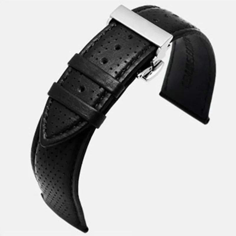B-black Высокое качество ремешок для часов AR1674/AR0382 браслет из натуральной кожи ремешок для часов в складной застежкой 18 мм 20 мм 22 мм черный синий коричневый - Цвет ремешка: B-black