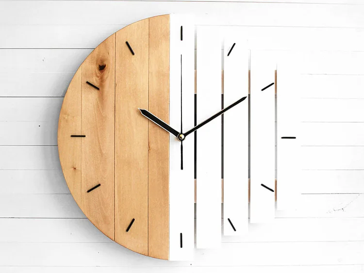 Abstract industrial style creative big wall clock 12inch living room bedroom wall wooden clock quartz clock wall watch