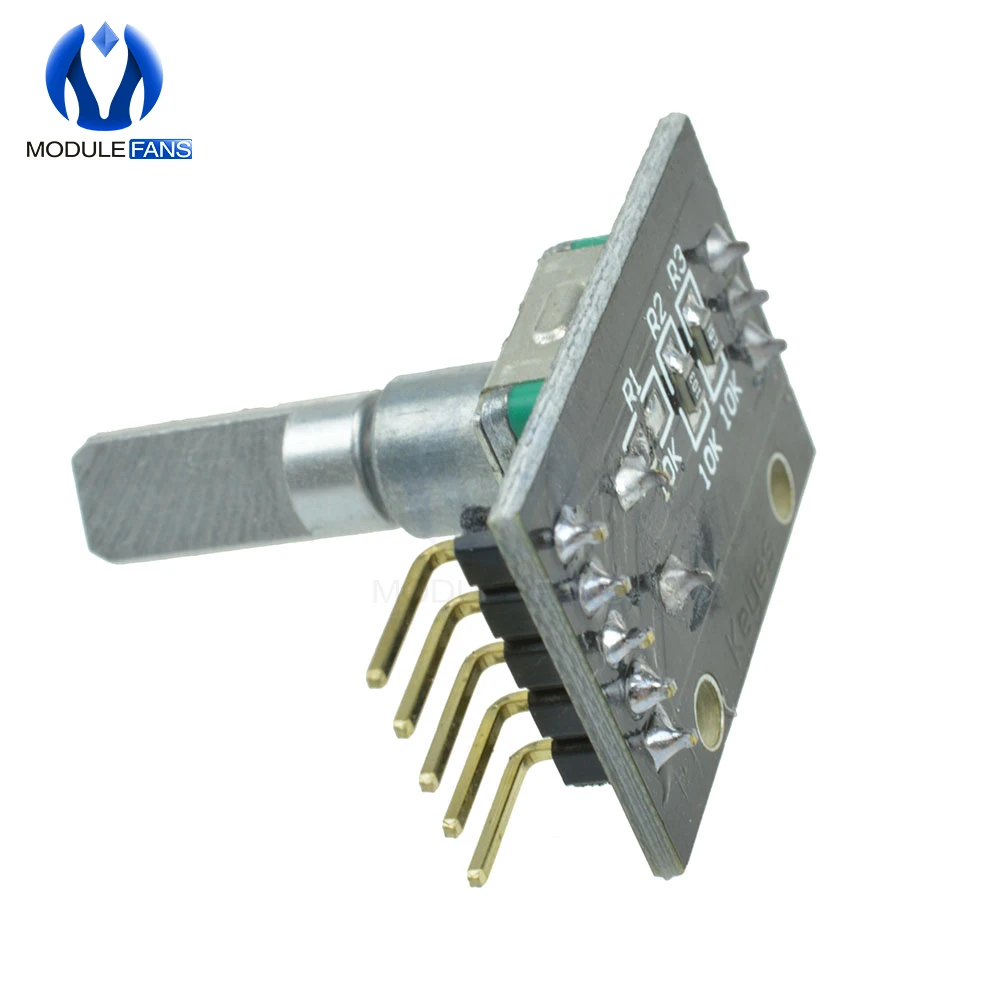 5PCS KY-040 360 Degrees Rotary Encoder Module Brick Sensor Switch Development Board For Arduino With Pins Half Shaft Hole Caps