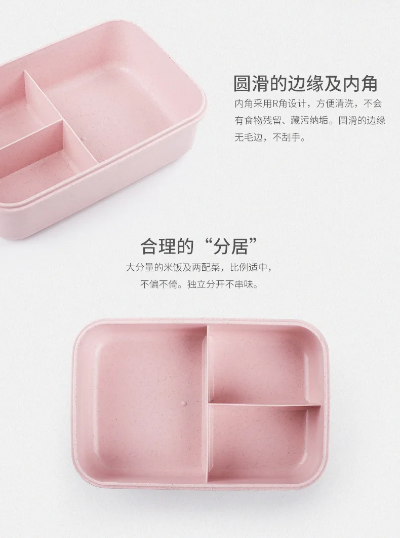3 Color Grid Cute Plastic Lunch Box Microwave Oven Heating with Tableware Insulation Bags Picnic Outdoor Portable Lunch Box