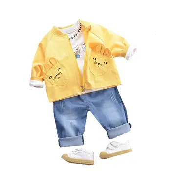 

Spring Autumn Children Kids Clothes Baby Boy Girls Pocket Cartoon Jackets Pants 2Pcs/sets Toddler Cotton Suit Infant Tracksuits
