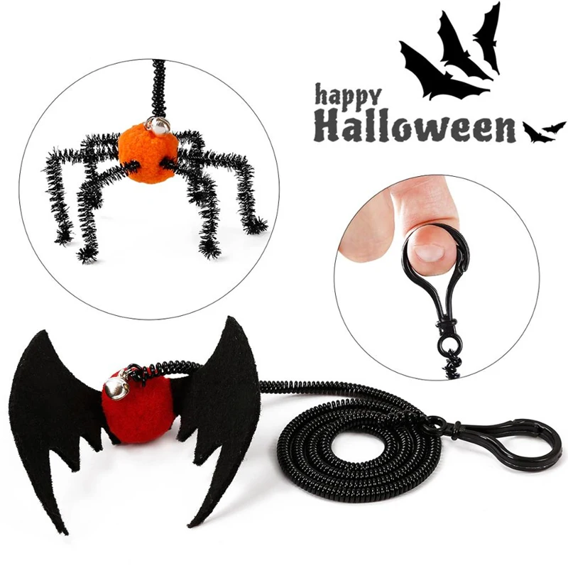 3 Halloween Spider Cat Toys Plastic Kitten Interactive Stick Funny Cat Fishing Rod Game Wand Funny Stick Toy Pet Supplies