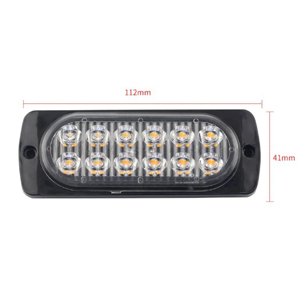 2шт Янтарный 12LED 36 Вт постоянно яркий светильник, сигнаПредупреждение для автомобилей и грузовиков, поверхностный монтаж