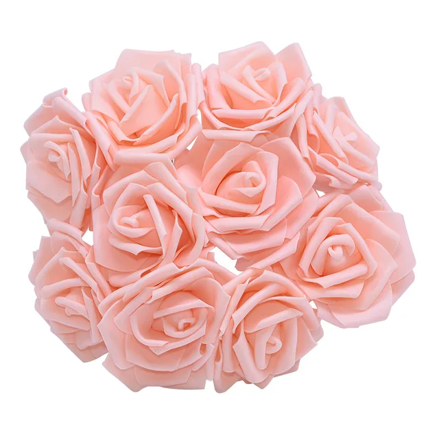 10/20/30 Heads 8CM New Artificial PE Foam Rose Flowers Bride Bouquet Home Flower Wedding Decorations Scrapbooking DIY Flower peach
