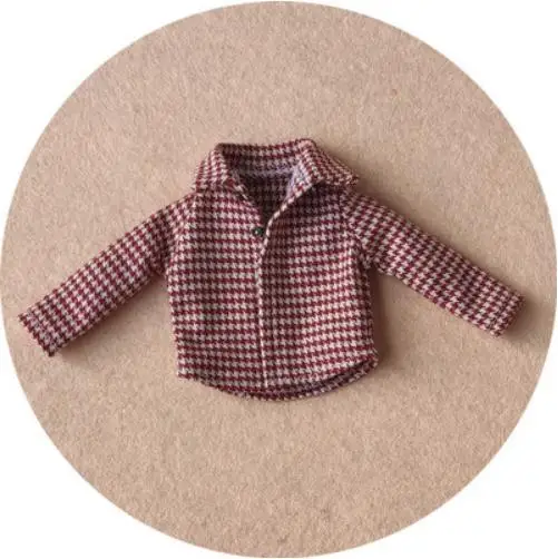 Крутая кукла Blyth одежда комбинезоны брюки/сетка футболка пальто для Барби, пуловер OB24 Blyth 1/6 кукла аксессуары Одежда - Цвет: red grid shirt