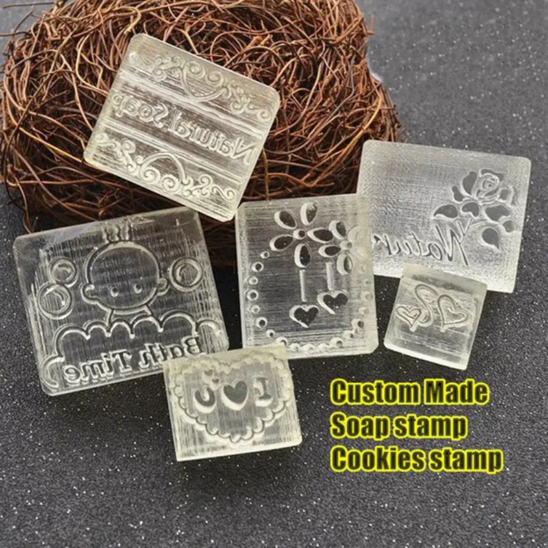 

Custom-made Clear Acrylic Glass Soap Stamp by DIY Customize Logo or Patterns ,Personlized Stamp Seal for Cookie Clay Candles