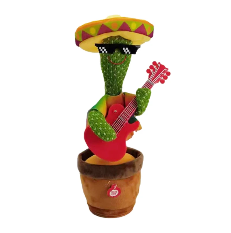 New Electronic Dancing Cactus Singing Dancing Decoration Gift for Kids Funny Early Education Toys Knitted Fabric Plush ToysLovely Talking Toy Dancing Cactus Doll Speak Talk Sound Record Repeat Toy Kawaii Cactus Toys Children Kids Education Toy Gift
