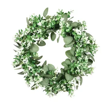 

AsyPets Double Color Eucalyptus Garland Green Plant Decoration Round Artificial Flower Wreath Door Living Room Decor
