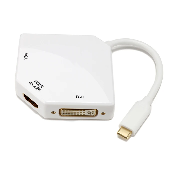 USB-C к HDMI, VGA, HDMI, DVI многопортовый адаптер Тип-C HDMI 4K 3 в 1 Многофункциональный кабель конвертер FKU66