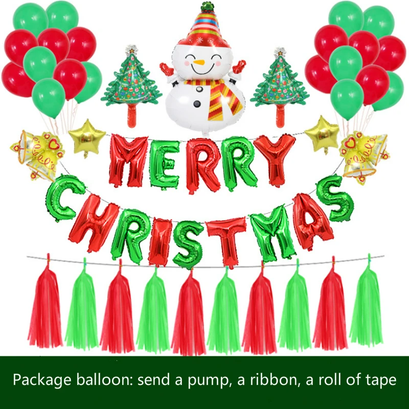 Merry Christmas party hotel mall Christmas birthday party celebration decoration Christmas balloon set balloon - Цвет: 30