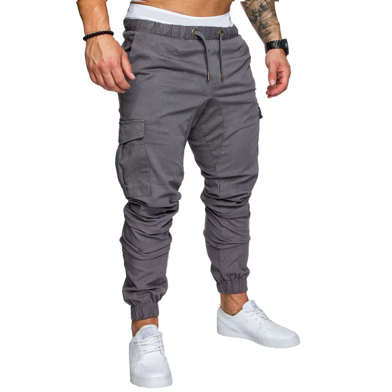 811 Light gray Мужские брюки карго, повседневные джоггеры, мужские однотонные хлопковые длинные брюки, Pantalon, Homme, военные, хип-хоп леггинсы, тактическая Мода - Цвет: 811 Light gray