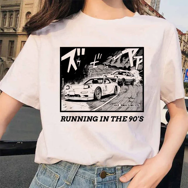 Initial D T-Shirt Hot Japanese Anime Cartoon Kawaii Summer Tops Men/women Graphic Tees Unisex Funny Harajuku Manga T shirt Male | Мужская
